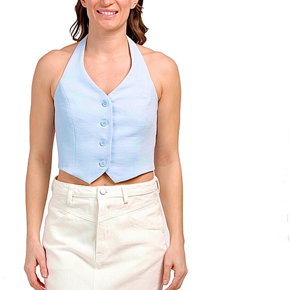 Christian Lacroix Button Down Cropped Halter Vest - Picture 1 of 6